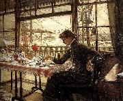 James Tissot Room Overlooking the Harbour France oil painting artist